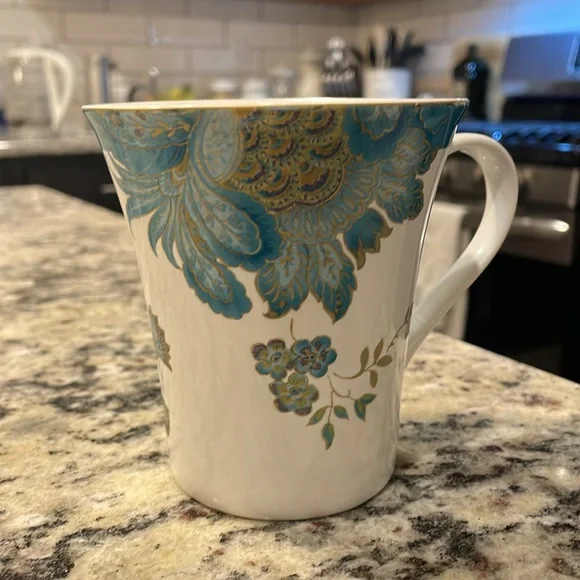 222 Fifth Eliza Teal coffee mugs - Picture 4 of 4